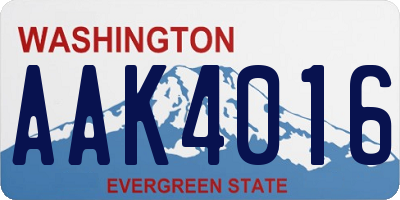 WA license plate AAK4016