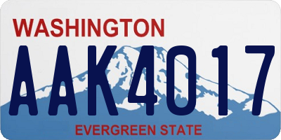WA license plate AAK4017