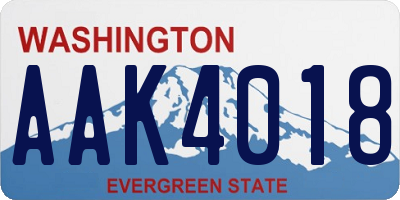 WA license plate AAK4018