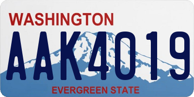 WA license plate AAK4019