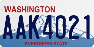 WA license plate AAK4021