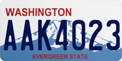 WA license plate AAK4023