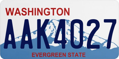 WA license plate AAK4027