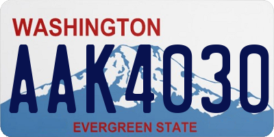WA license plate AAK4030