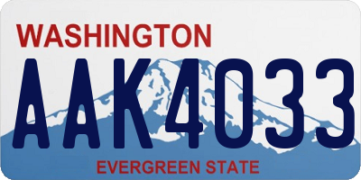 WA license plate AAK4033