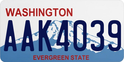 WA license plate AAK4039