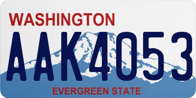 WA license plate AAK4053