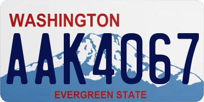 WA license plate AAK4067