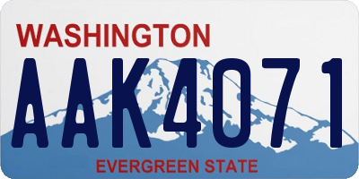 WA license plate AAK4071