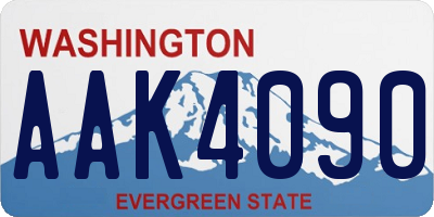 WA license plate AAK4090
