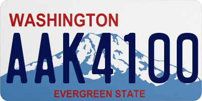 WA license plate AAK4100
