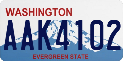 WA license plate AAK4102