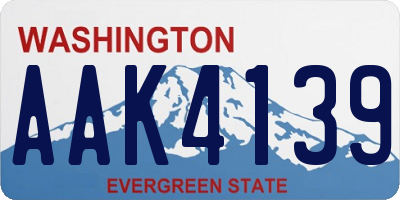 WA license plate AAK4139