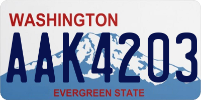 WA license plate AAK4203