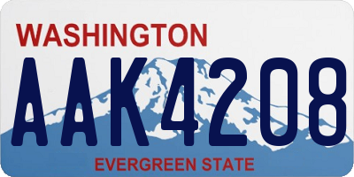 WA license plate AAK4208