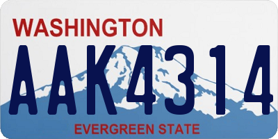 WA license plate AAK4314
