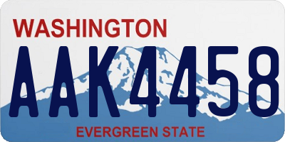 WA license plate AAK4458