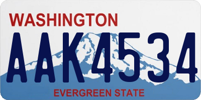 WA license plate AAK4534