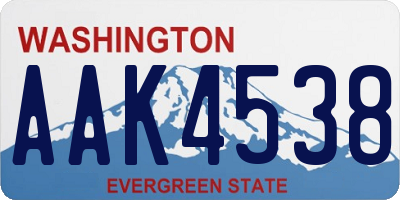 WA license plate AAK4538