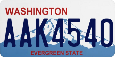 WA license plate AAK4540