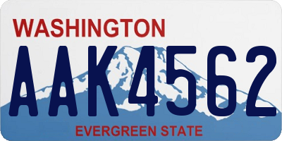 WA license plate AAK4562