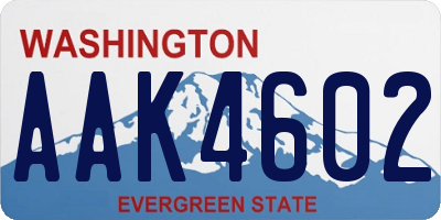 WA license plate AAK4602