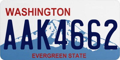 WA license plate AAK4662