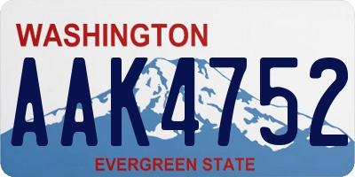 WA license plate AAK4752