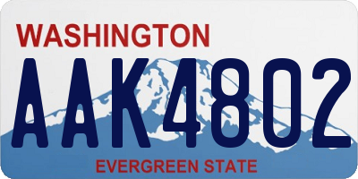 WA license plate AAK4802