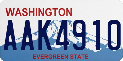 WA license plate AAK4910
