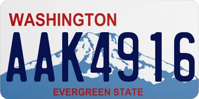 WA license plate AAK4916