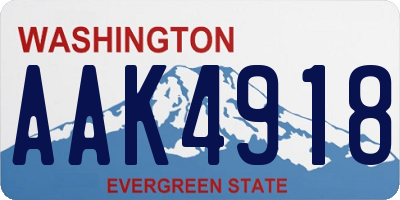 WA license plate AAK4918