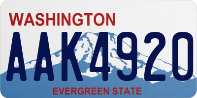 WA license plate AAK4920