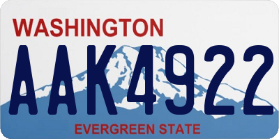 WA license plate AAK4922