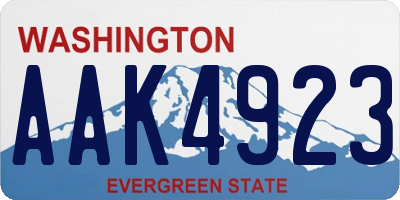 WA license plate AAK4923