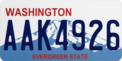 WA license plate AAK4926