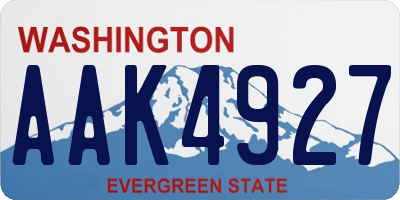 WA license plate AAK4927