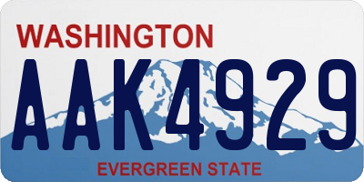 WA license plate AAK4929
