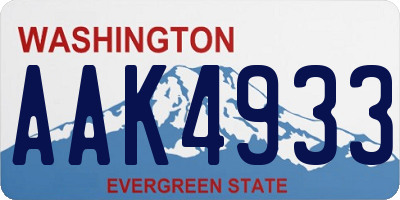 WA license plate AAK4933