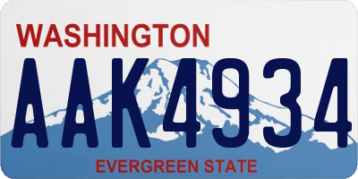 WA license plate AAK4934