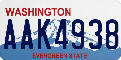 WA license plate AAK4938