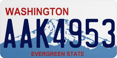 WA license plate AAK4953