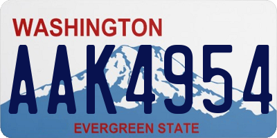 WA license plate AAK4954