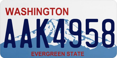 WA license plate AAK4958