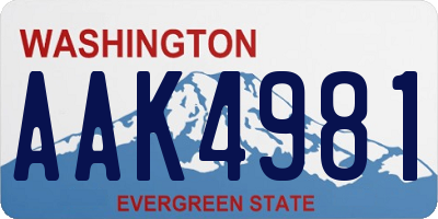 WA license plate AAK4981