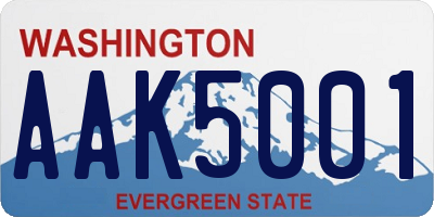 WA license plate AAK5001