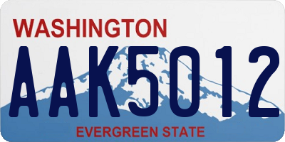 WA license plate AAK5012