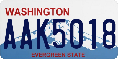 WA license plate AAK5018
