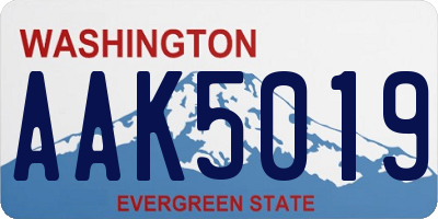 WA license plate AAK5019