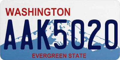 WA license plate AAK5020